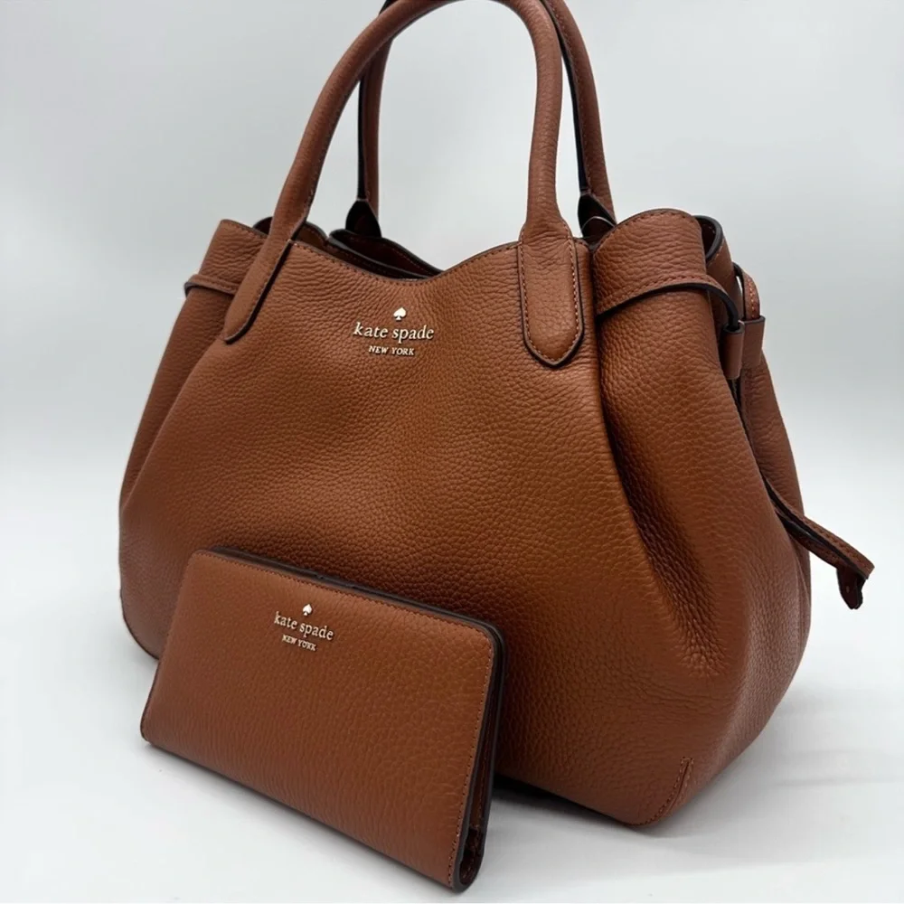 Kate Spade Large Dumpling Satchel Crossbody Bag & Leather Slim Bifold Wallet - Picture 2 of 14